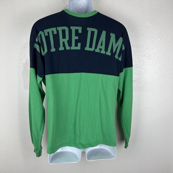 Notre Dame Long Sleeve Shirt Men Medium Green Blue Colorblock Original League - Picture 14 of 14